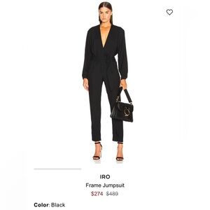 IRO Paris Frame Crepe Jumpsuit Size 38/6 Black Retail $490